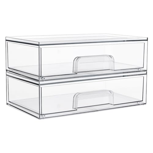 12.1" Clear Stackable Acrylic Storage Drawers - 2 Pack