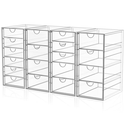 Acrylic Makeup Organizer Set with 19 Drawers ,  Clear Storage for Cosmetics and Accessories