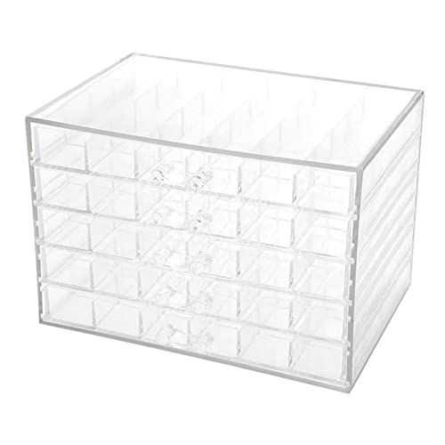 Acrylic Jewelry Organizer Box with 5 Removable Drawers and 120 Compartments