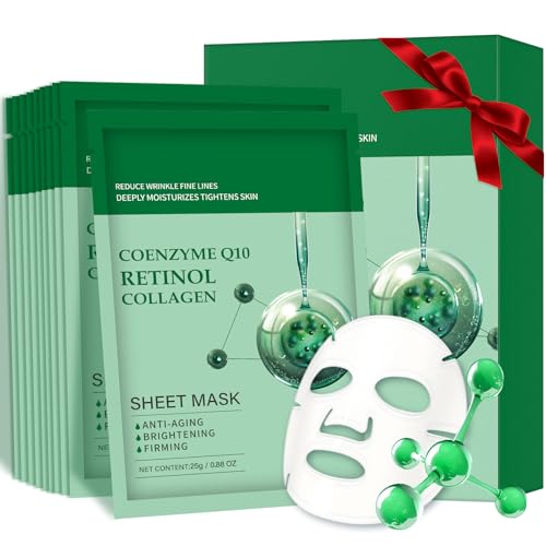 Collagen Face Masks with Coenzyme Q10 and Retinol for Hydrating and Anti-Aging