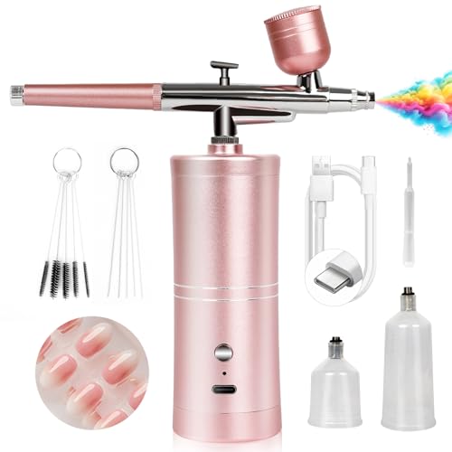 SAVILAND Precision Airbrush Kit for Nail Art with 0.3mm Nozzle and Rechargeable Battery