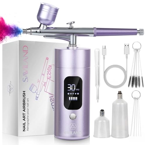 SAVILAND Cordless Nail Airbrush Kit with Compressor and LCD Display