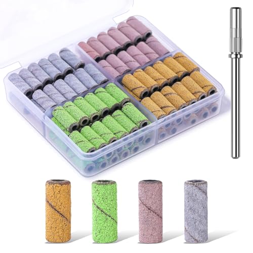 Makartt Nail Drill Bits Sanding Bands Set with 100 Pieces and 3.1mm Mandrel