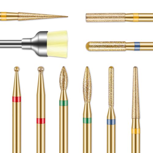 10-Piece Diamond Nail Drill Bits Set for Acrylic and Natural Nails