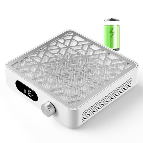 Makartt Cordless Rechargeable Nail Dust Collector with LCD and Reusable Filter