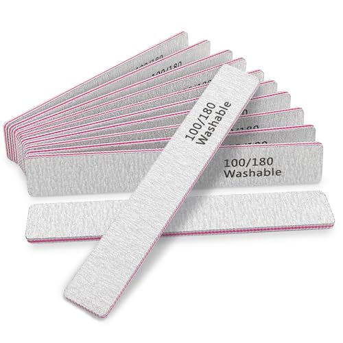 HeeYaa 12-Pack Double-Sided Nail Files 100/180 Grit