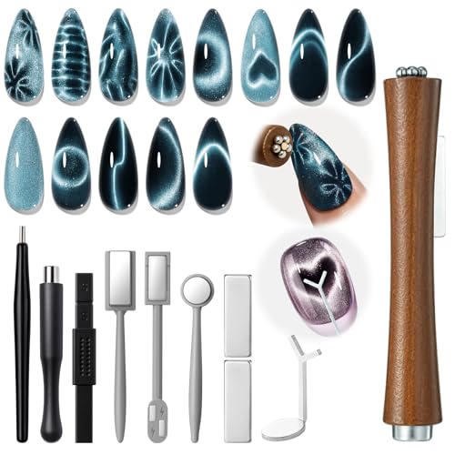 Cat Eye Magnet Set for Nails with 3-in-1 Magnetic Pen and Multiple Shape Magnets