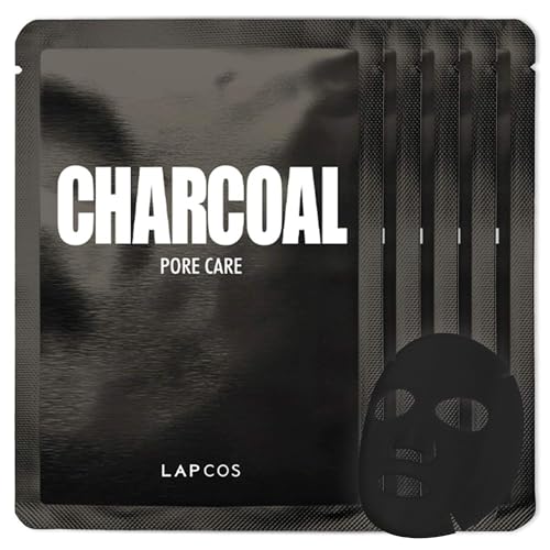Charcoal Sheet Mask with Salicylic Acid and Tea Tree Oil ,  Detoxifies and Tightens Skin