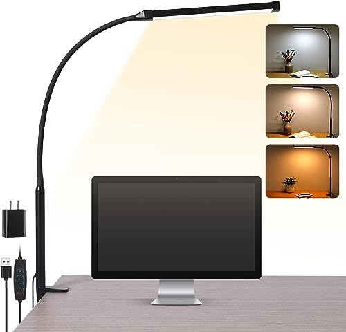 LED Desk Lamp with Flexible Goose-Neck and Clamp