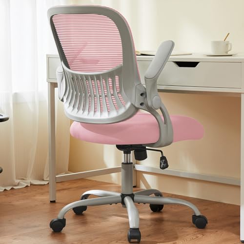 Ergonomic Mid-Back Mesh Office Chair with Lumbar Support and Flip-Up Arms