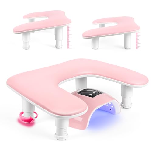 Adjustable U-Shaped Manicure Arm Rest in Pink PU Leather