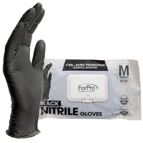 Disposable Black Nitrile Gloves, Large, 100 Count