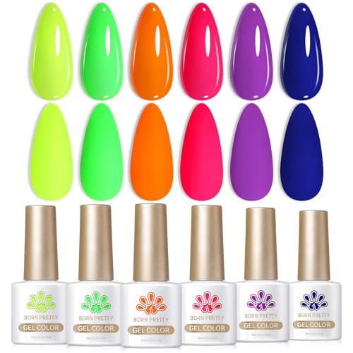Born Pretty 6-Color Neon Glow in Dark Gel Nail Polish Set