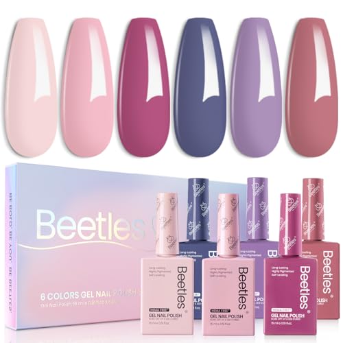 Beetles HEMA-Free Gel Nail Polish Set - 6 Pastel Colors with UV/LED Lamp