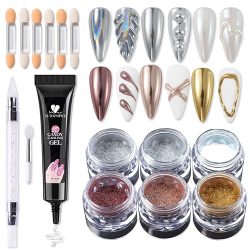 Chrome Nail Powder & 3D Nail Sculpting Gel Kit