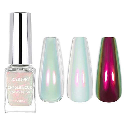 Aurora Chrome Liquid Nail Powder with Metallic Mirror Effect