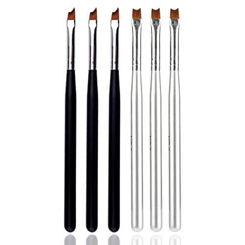6-Piece French Tip Nail Brush Set with Half Moon & Oblique Heads