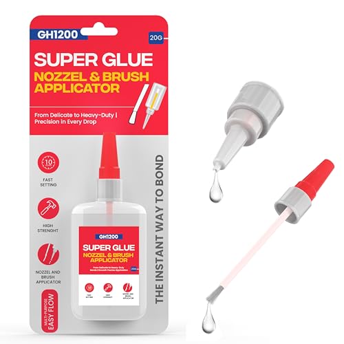 GH1200 Dual-Applicator Super Glue - Clear, Quick-Drying, Mess-Free