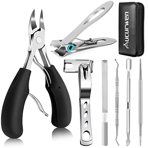 Heavy Duty Toenail Clippers for Thick Nails with Long Handle and 7-Piece Pedicure Kit
