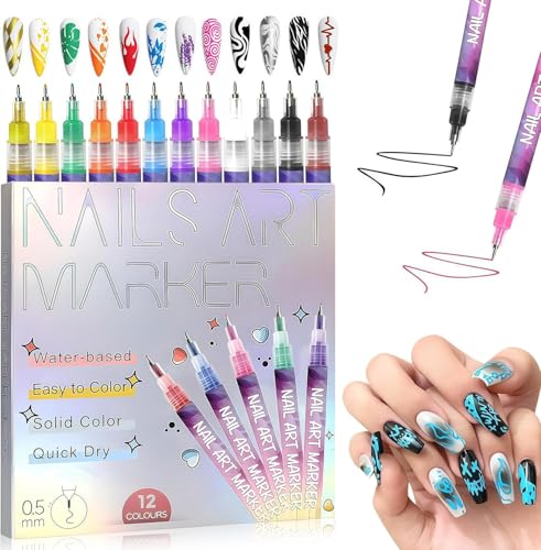 12-Color Nail Art Pens for Detailed and Quick-Dry Nail Designs