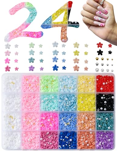 12000pcs 3D Flower Nail Charms Set with Caviar Beads and Pearls