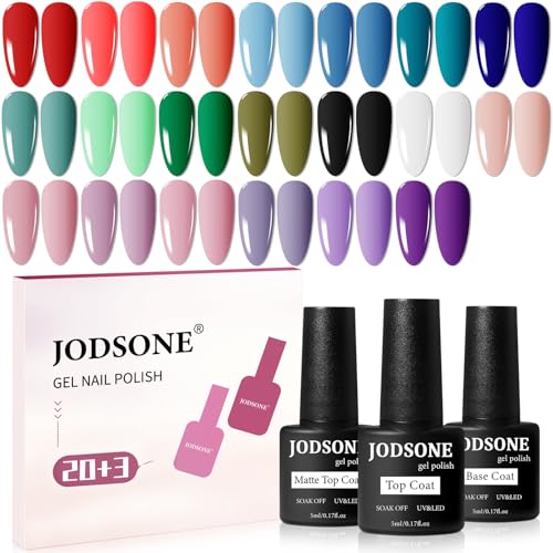 23-Piece Multicolor Gel Nail Polish Set with Base and Top Coats