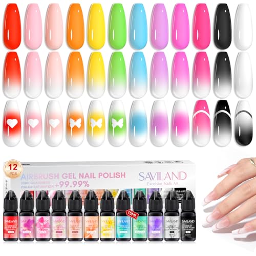 SAVILAND 12-Color Airbrush Gel Polish Set
