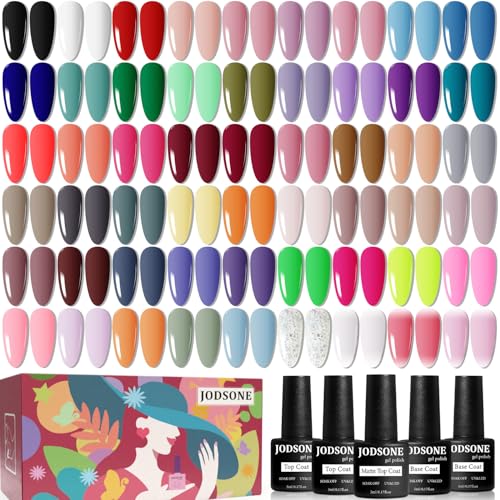 60-Piece Gel Nail Polish Set with Base and Top Coats