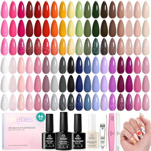 36-Color Beetles Gel Nail Polish Set with Base & Top Coats and Nail Tools