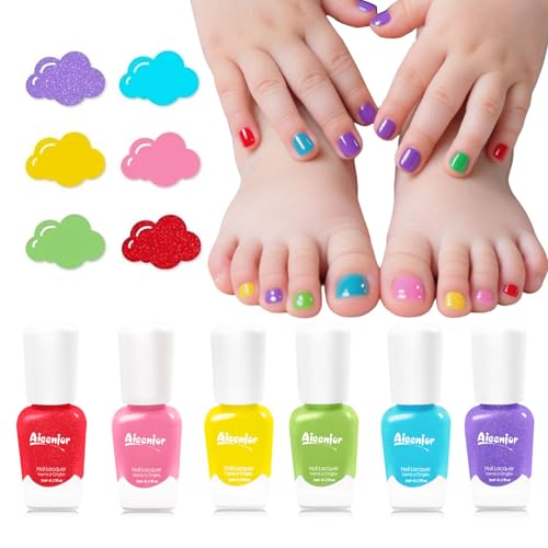 Quick-Dry Non-Toxic Peelable Nail Polish Set for Kids - 6 Rainbow Colors