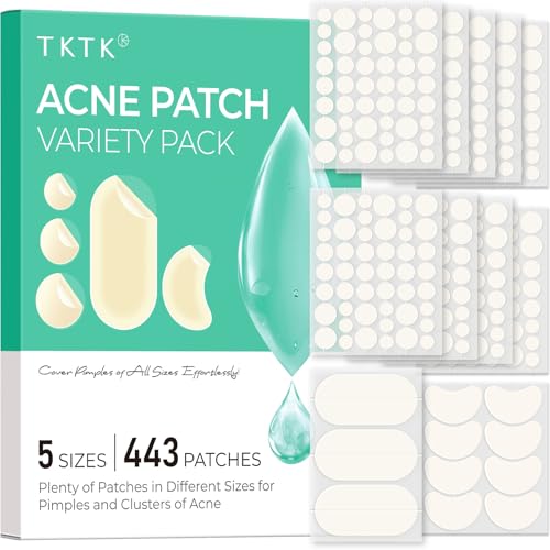 443 Hydrocolloid Acne Patches in 5 Sizes for Effective Blemish Care