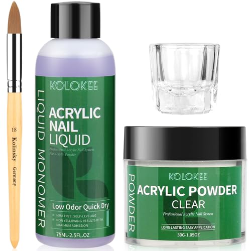 Acrylic Nail Kit with Powder, Liquid, and Kolinsky Brush for DIY Nail Extensions