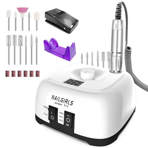 NAILGIRLS Professional Electric Nail Drill with Foot Pedal and LCD Display