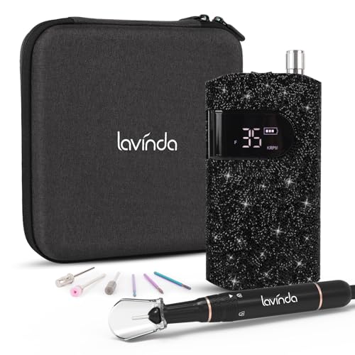 Lavinda Cordless Electric Nail Drill Kit with Rhinestone Design