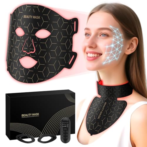 Red Light Therapy Mask for Face and Neck with 7 LED Colors and 850nm NIR