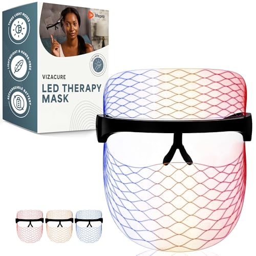 Rechargeable LED Light Therapy Face Mask with Red, Blue, and Amber Modes