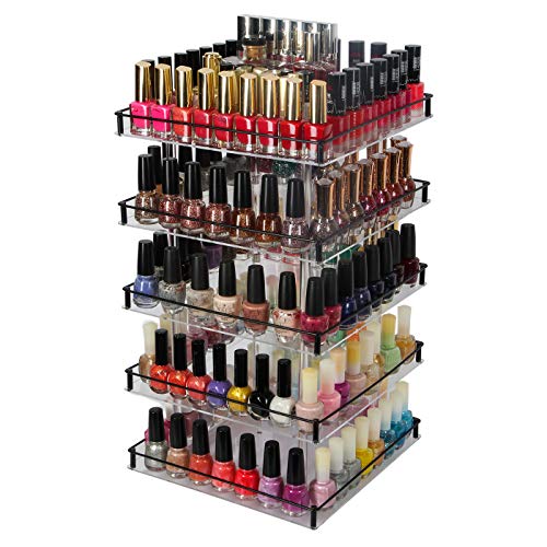 5-Tier Rotating Acrylic Nail Polish Organizer with Iron Guard