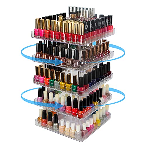 5-Tier Clear Acrylic Rotating Nail Polish Display Rack