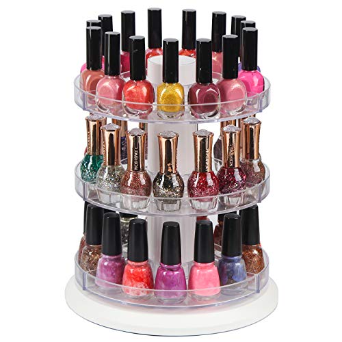 Acrylic Rotating Nail Polish Display Stand - 3 Tier Organizer