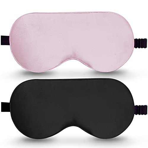 BeeVines 2-Pack Mulberry Silk Sleep Masks with Adjustable Strap