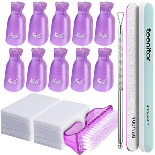 Gel Nail Polish Remover Kit with Soak-Off Clips and Nail Tools