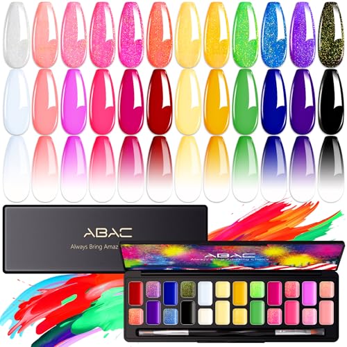 24-Color Hema-Free Solid Gel Nail Polish Kit with Dual Brush