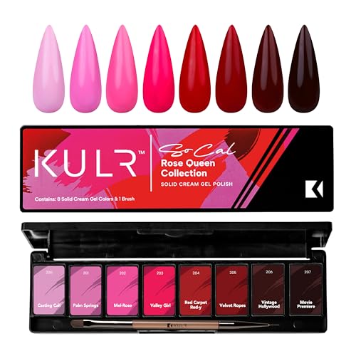 KUPA KULR Solid Cream Gel Nail Polish Set ,  8 Rich Cream Colors with Brush