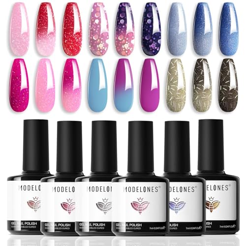 Temperature Color Changing Gel Nail Polish Set ,  6 Colors