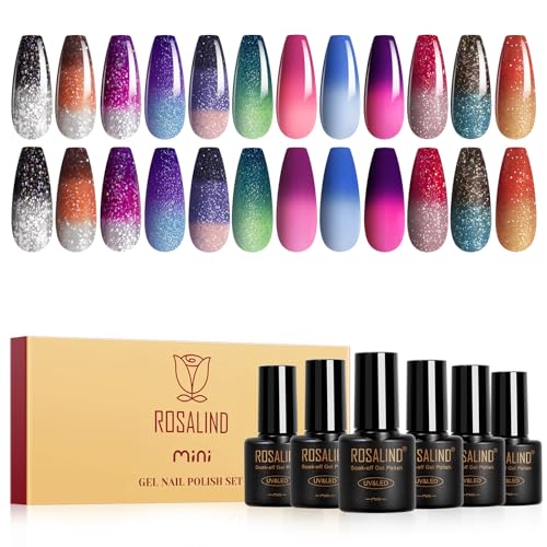 ROSALIND 12-Color Temperature Changing Gel Nail Polish Set