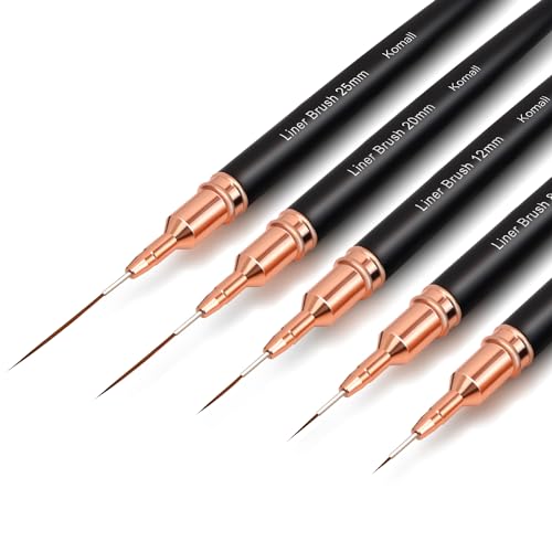 Komall Metallic Nail Art Brush Set - 5 Precision Liner Brushes