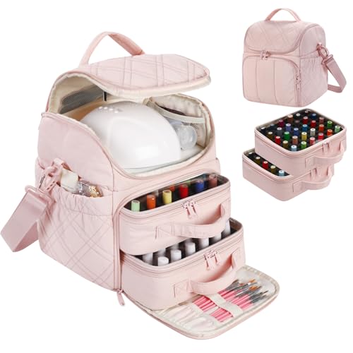 Portable Nail Polish Organizer with Detachable Cases and Nail Lamp Storage