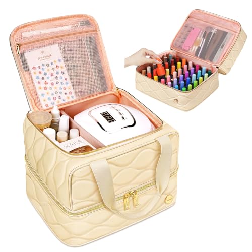 YOREPEK Double-Layer Nail Polish Organizer Case for 42 Bottles