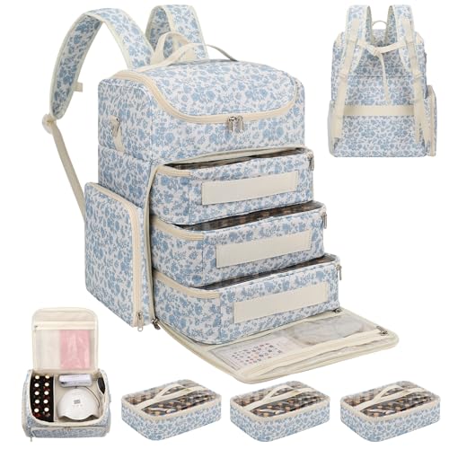 Extra Large Nail Polish Organizer Backpack with 124 Slots and Removable Pouches