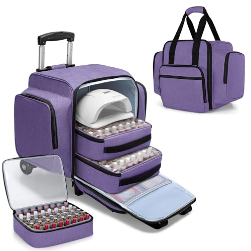 Rolling Nail Polish Organizer with Detachable Dolly and Removable Cases